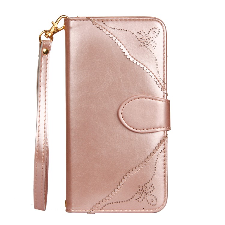 Laser Carving Pattern Retro Leather Phone Case for Samsung Galaxy S9+ G965 - Gold-2