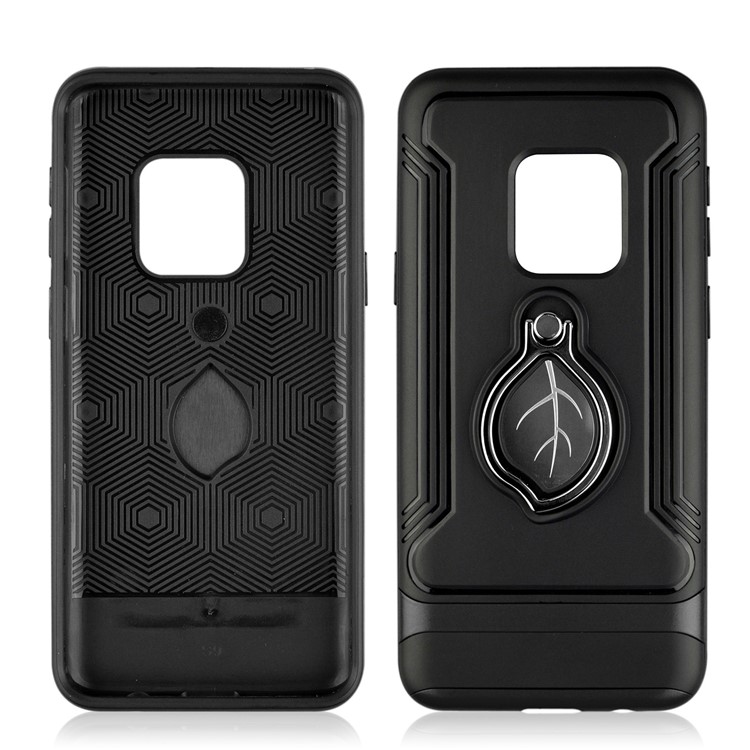 ANGIBABE Maple Leaf Magnetic Ring Holder Kickstand TPU + PC Hybrid Case for Samsung Galaxy S9 SM-G960 - Black-2