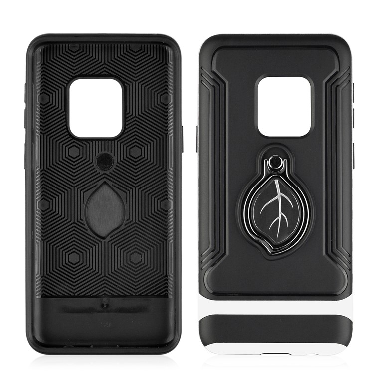 ANGIBABE Maple Leaf Magnetic Ring Holder Kickstand TPU + PC Hybrid Cover for Samsung Galaxy S9 SM-G960 - White-2