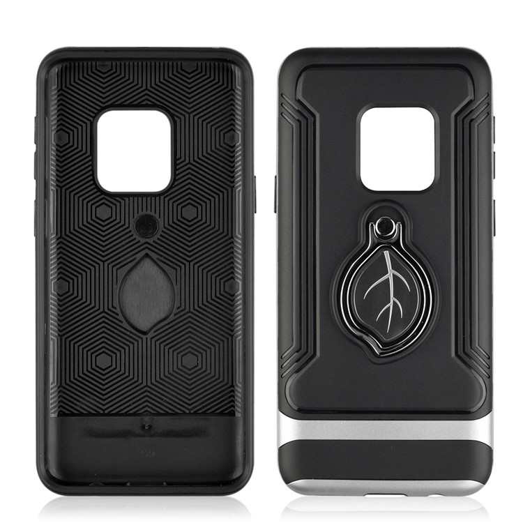 ANGIBABE Maple Leaf Magnetic Ring Holder Kickstand TPU + PC Hybrid Shell for Samsung Galaxy S9 SM-G960 - Silver-2