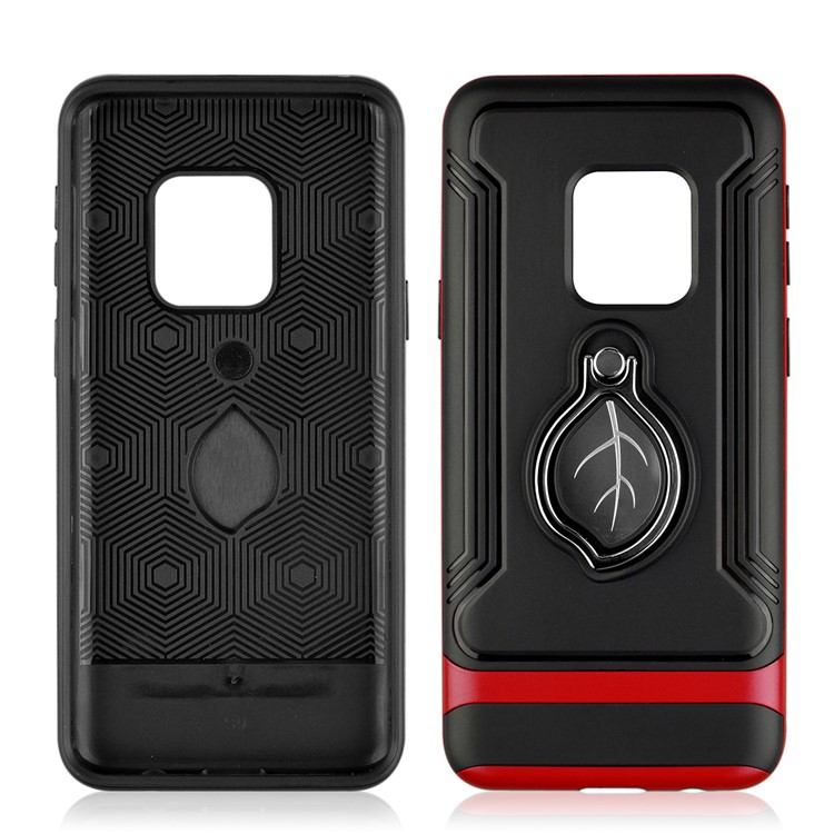 ANGIBABE Maple Leaf Magnetic Ring Holder Kickstand TPU + PC Hybrid Mobile Case for Samsung Galaxy S9 SM-G960 - Red-2