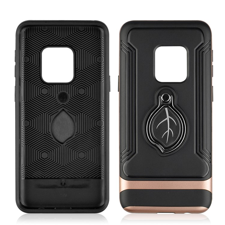 ANGIBABE TPU + PC Hybrid Phone Casing for Samsung Galaxy S9 SM-G960 with Maple Leaf Magnetic Ring Holder Kickstand - Rose Gold-2