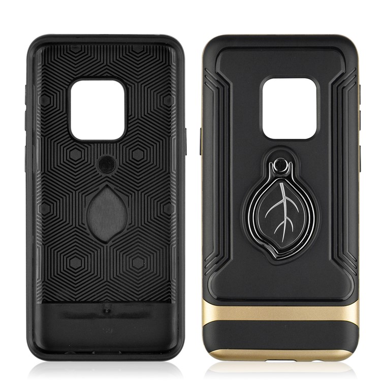 ANGIBABE TPU + PC Hybrid Cell Phone Cover for Samsung Galaxy S9 SM-G960 with Maple Leaf Magnetic Ring Holder Kickstand - Gold-2