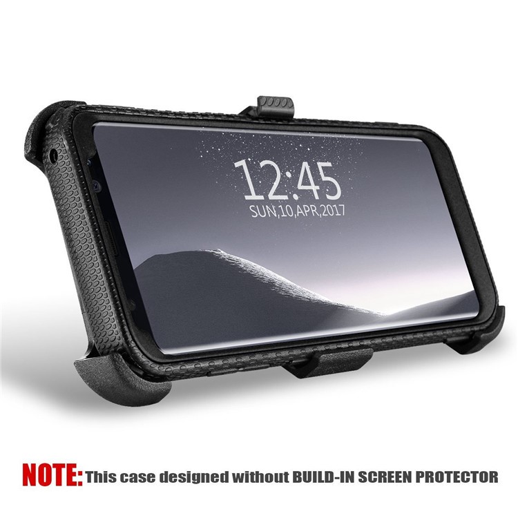 Heavy Duty Rugged PC TPU Hybrid Belt Clip Kickstand Case for Samsung Galaxy S9+ SM-G965 - Black-6