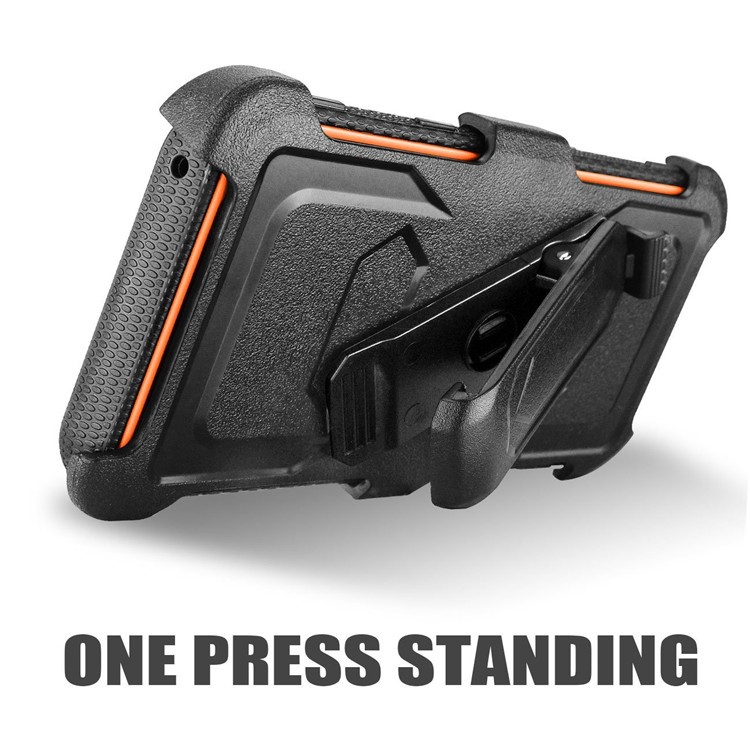 Heavy Duty Rugged PC TPU Hybrid Belt Clip Kickstand Cell Phone Case for Samsung Galaxy S9+ SM-G965 - Orange-4