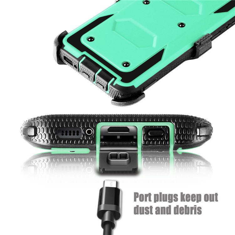 Heavy Duty Rugged PC TPU Hybrid Belt Clip Kickstand Cell Phone Shell for Samsung Galaxy S9+ SM-G965 - Cyan-4