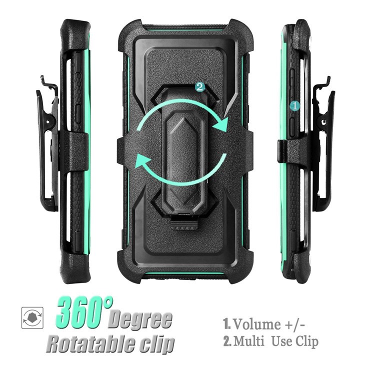 Heavy Duty Rugged PC TPU Hybrid Belt Clip Kickstand Cell Phone Shell for Samsung Galaxy S9+ SM-G965 - Cyan-5
