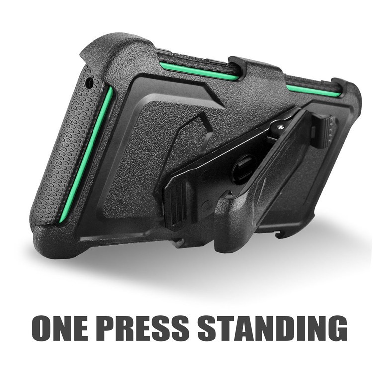 Heavy Duty Rugged PC TPU Hybrid Belt Clip Kickstand Cell Phone Shell for Samsung Galaxy S9+ SM-G965 - Cyan-7