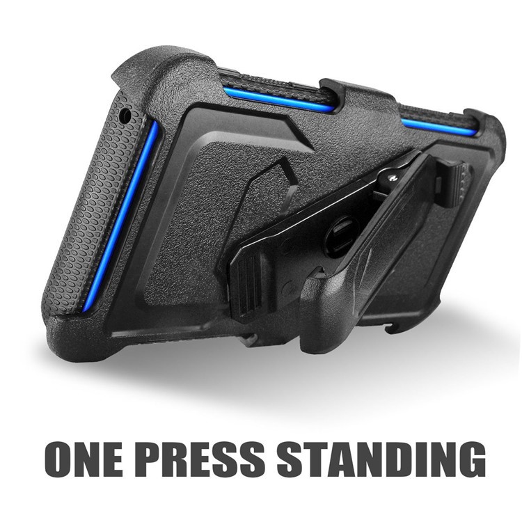 Heavy Duty Rugged PC TPU Hybrid Belt Clip Kickstand Protective Case for Samsung Galaxy S9+ SM-G965 - Blue-4