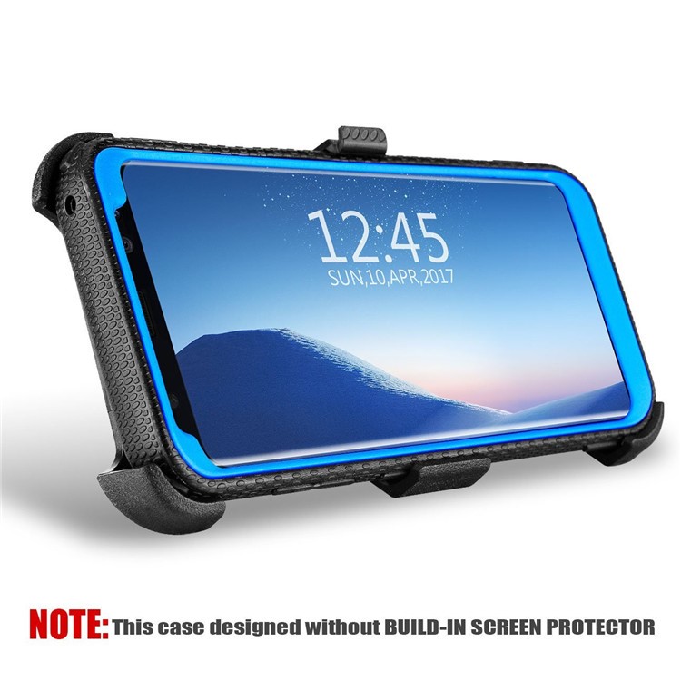 Heavy Duty Rugged PC TPU Hybrid Belt Clip Kickstand Protective Case for Samsung Galaxy S9+ SM-G965 - Blue-5