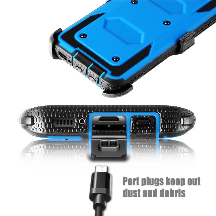 Heavy Duty Rugged PC TPU Hybrid Belt Clip Kickstand Protective Case for Samsung Galaxy S9+ SM-G965 - Blue-6