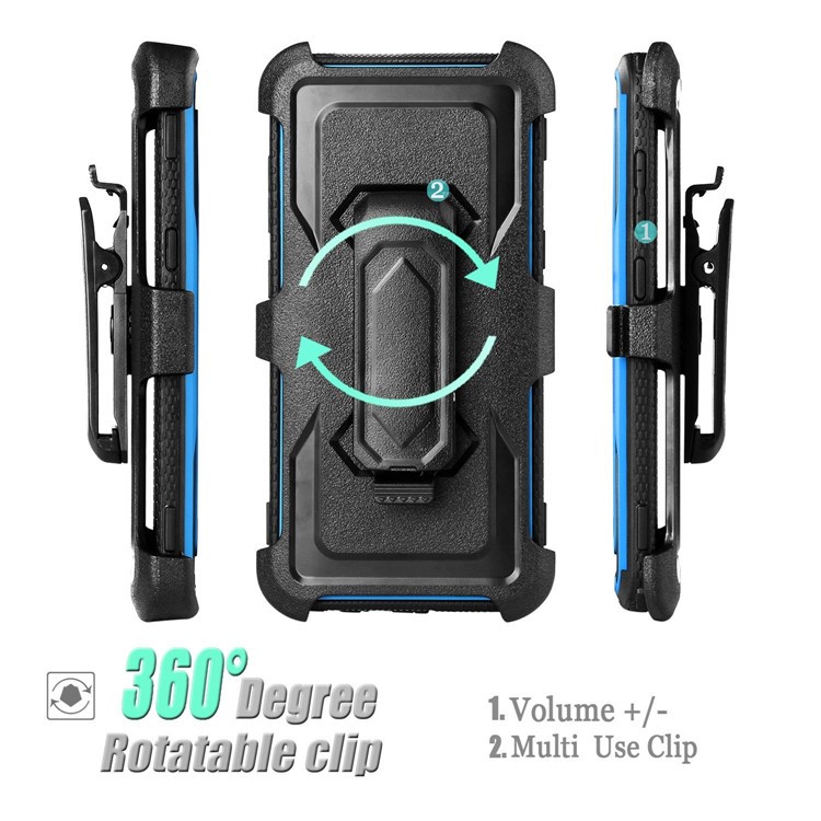 Heavy Duty Rugged PC TPU Hybrid Belt Clip Kickstand Protective Case for Samsung Galaxy S9+ SM-G965 - Blue-7