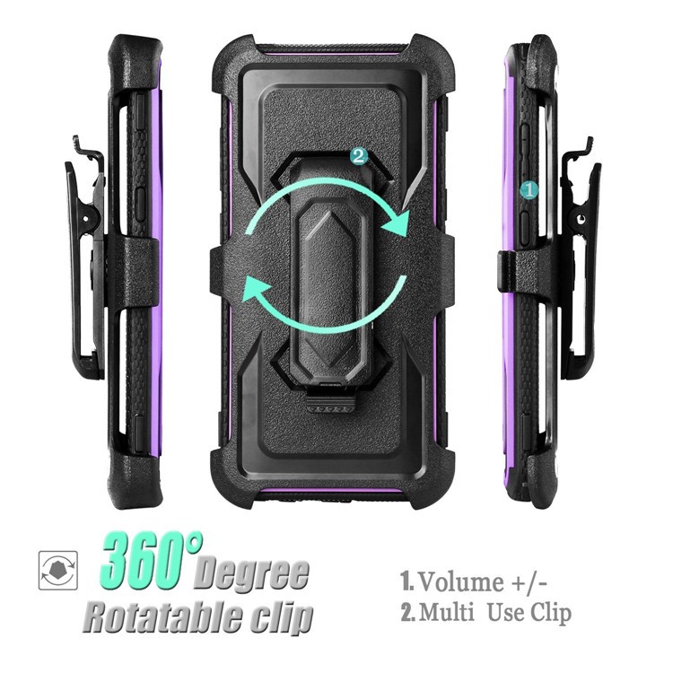 Carcasa Protectora Robusta Del Kickstand Del Clip De La Correa Resistente De La PC TPU Para La Galaxia S9 + SM-G965 De Samsung - Púrpura-5