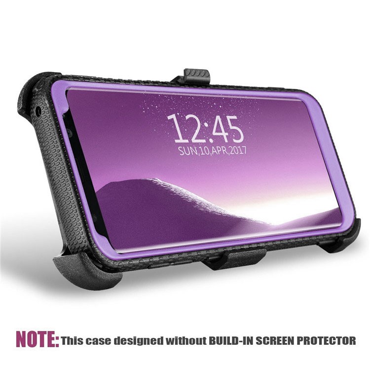 Carcasa Protectora Robusta Del Kickstand Del Clip De La Correa Resistente De La PC TPU Para La Galaxia S9 + SM-G965 De Samsung - Púrpura-6