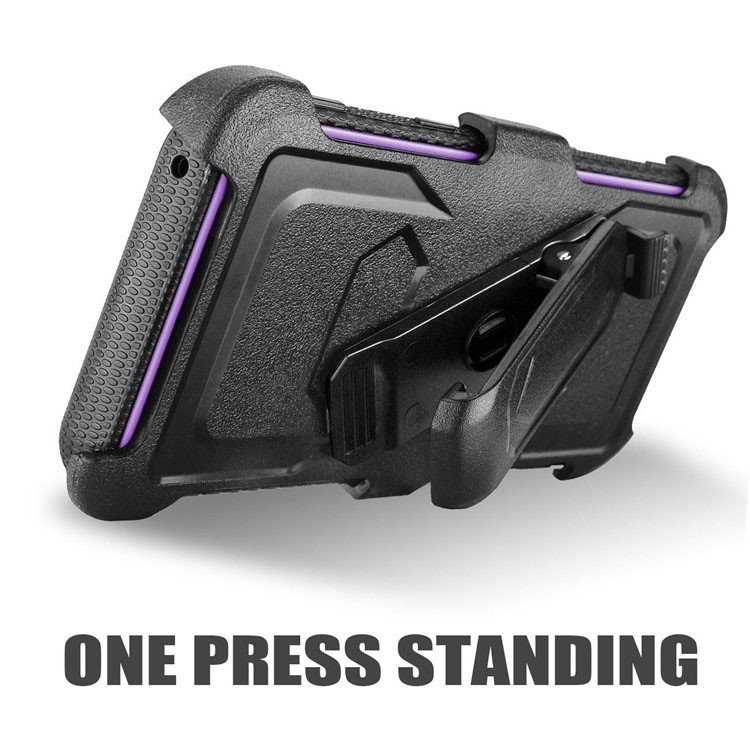 Carcasa Protectora Robusta Del Kickstand Del Clip De La Correa Resistente De La PC TPU Para La Galaxia S9 + SM-G965 De Samsung - Púrpura-7