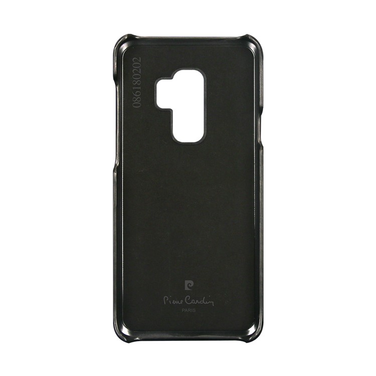 PIERRE CARDIN Stitched Genuine Leather Coated PC Phone Case for Samsung Galaxy S9+ G965 - Black-3