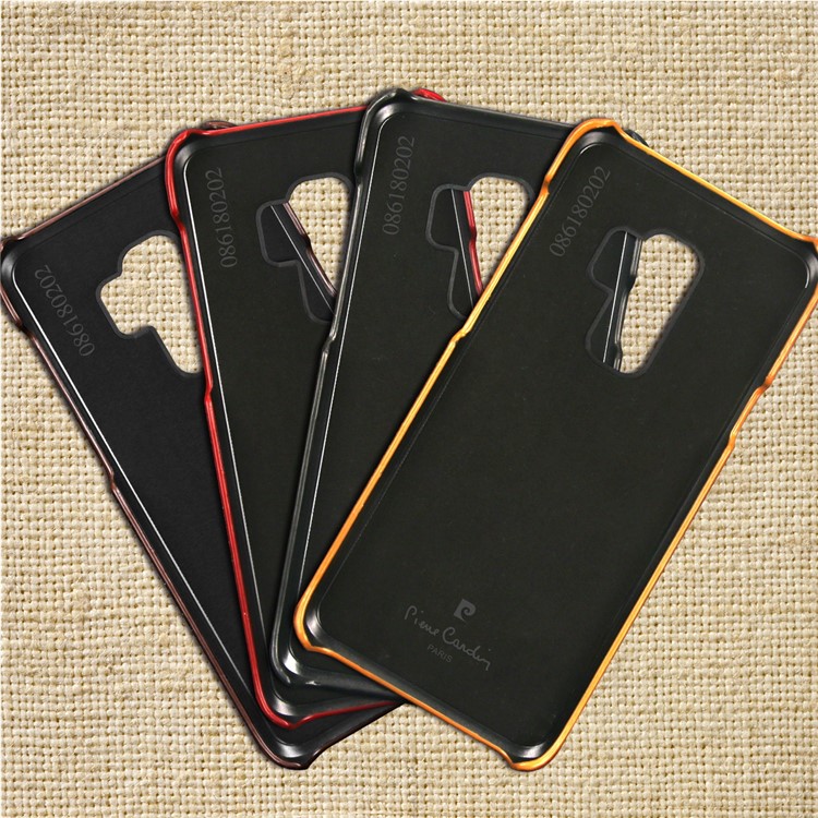 PIERRE CARDIN Stitched Genuine Leather Coated PC Phone Case for Samsung Galaxy S9+ G965 - Black-7