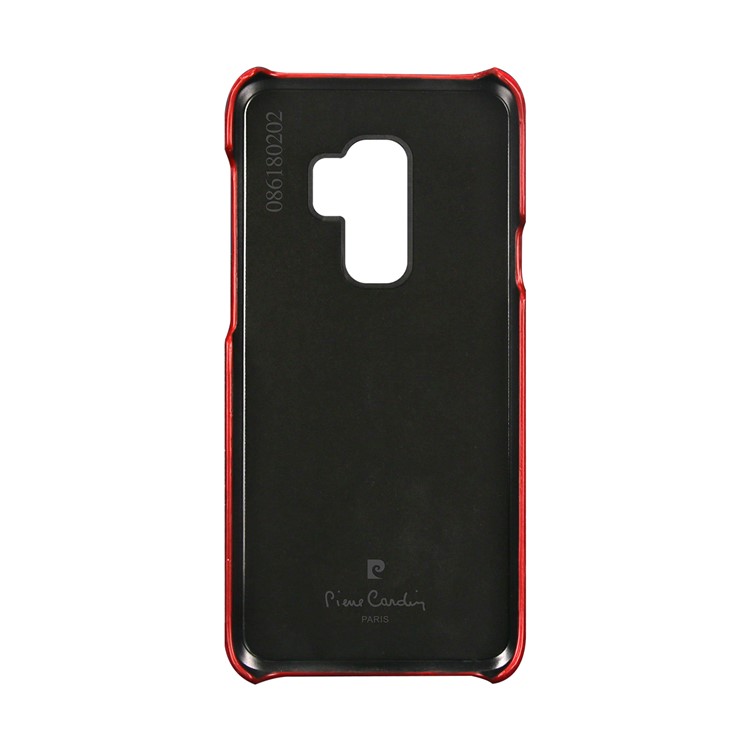 PIERRE CARDIN Stitched Genuine Leather Coated PC Phone Cover for Samsung Galaxy S9+ G965 - Red-3
