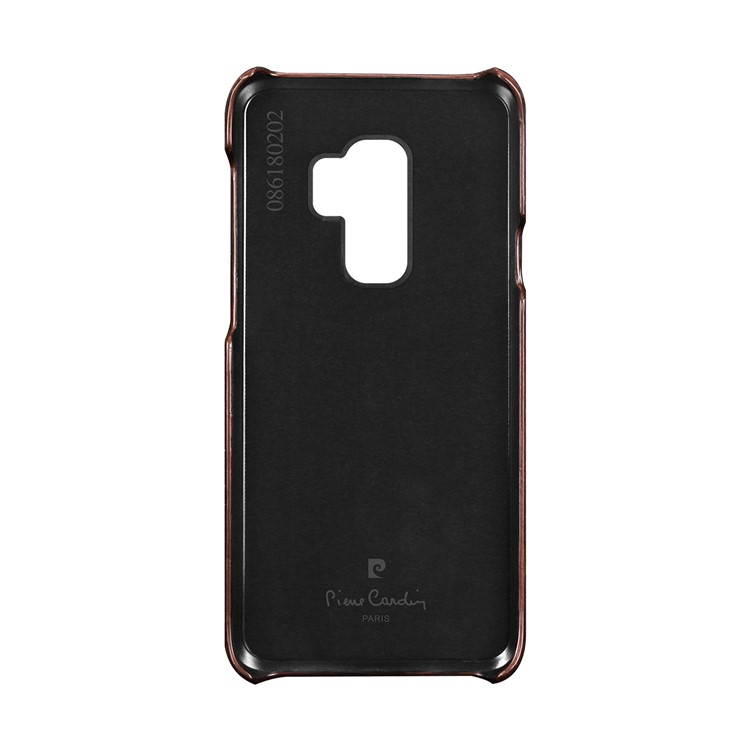 PIERRE CARDIN Stitched Genuine Leather Coated PC Mobile Cover for Samsung Galaxy S9+ G965 - Coffee-3