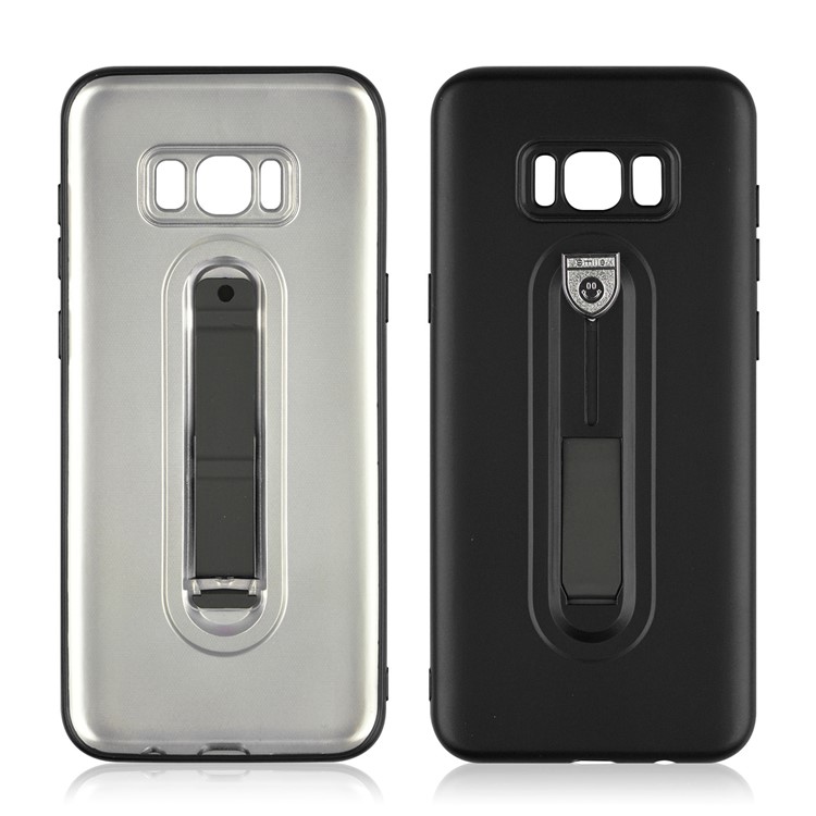 Shockproof Matte TPU Sliding Kickstand Phone Case for Samsung Galaxy S8+ SM-G955 - Black-2