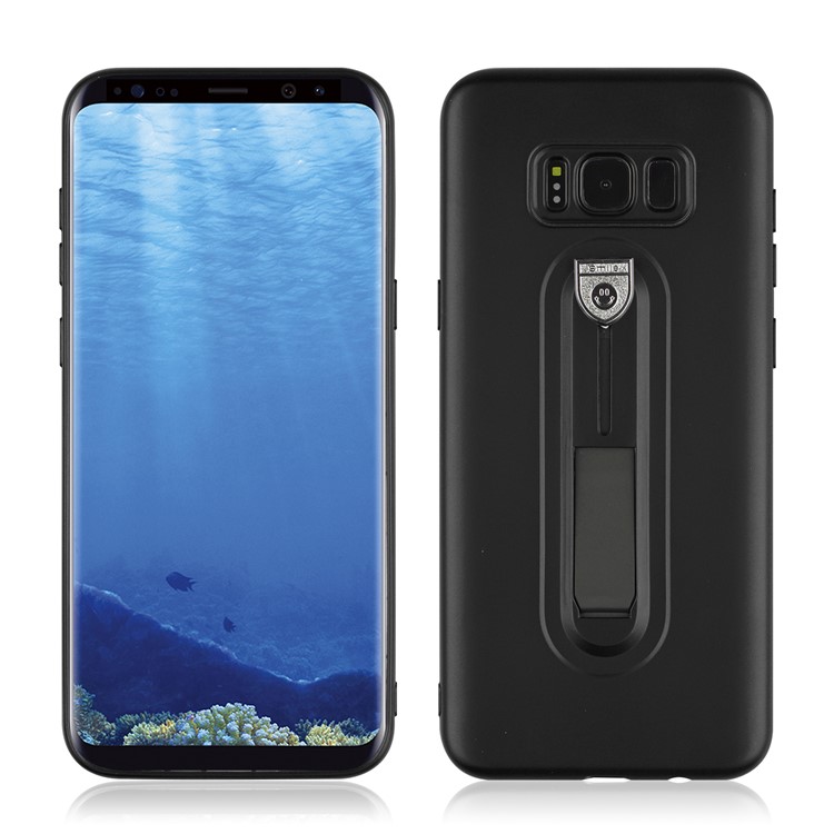 Shockproof Matte TPU Sliding Kickstand Phone Case for Samsung Galaxy S8+ SM-G955 - Black-3