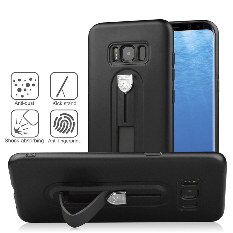 Shockproof Matte TPU Sliding Kickstand Phone Case for Samsung Galaxy S8+ SM-G955 - Black-4