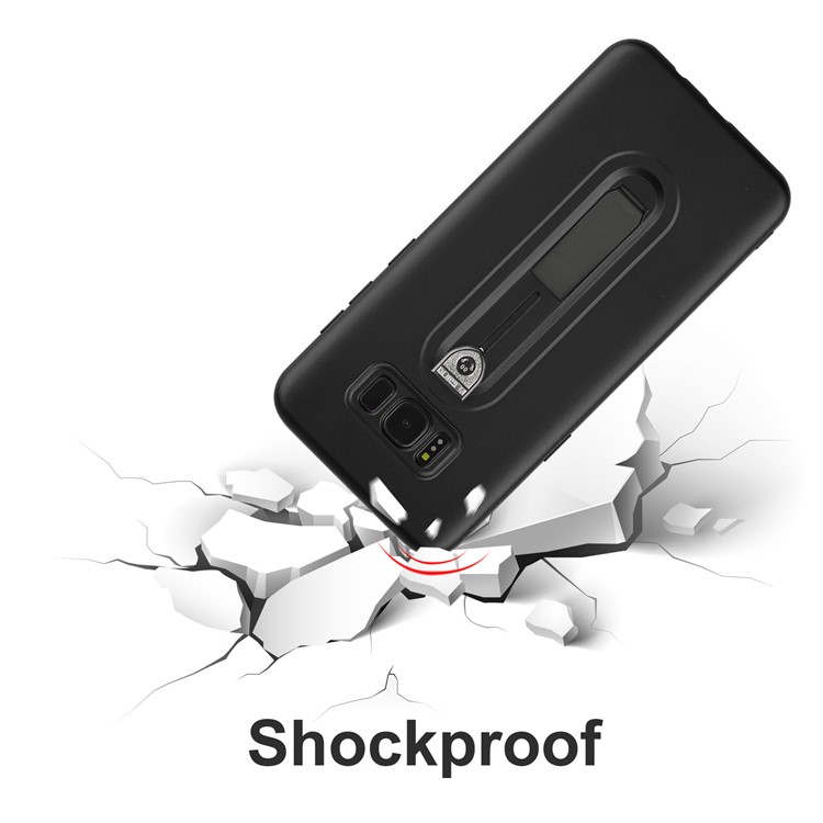 Shockproof Matte TPU Sliding Kickstand Phone Case for Samsung Galaxy S8+ SM-G955 - Black-7