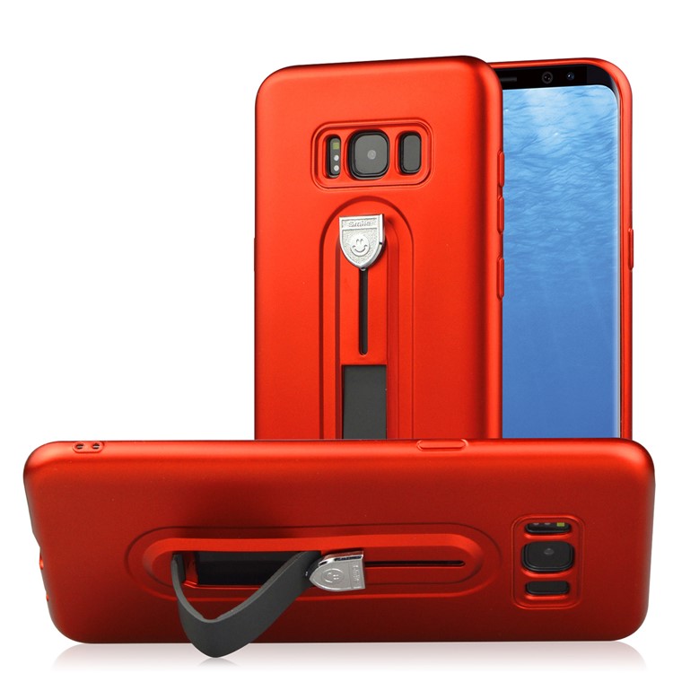 Shockproof Matte TPU Sliding Kickstand Phone Shell for Samsung Galaxy S8+ SM-G955 - Red-1