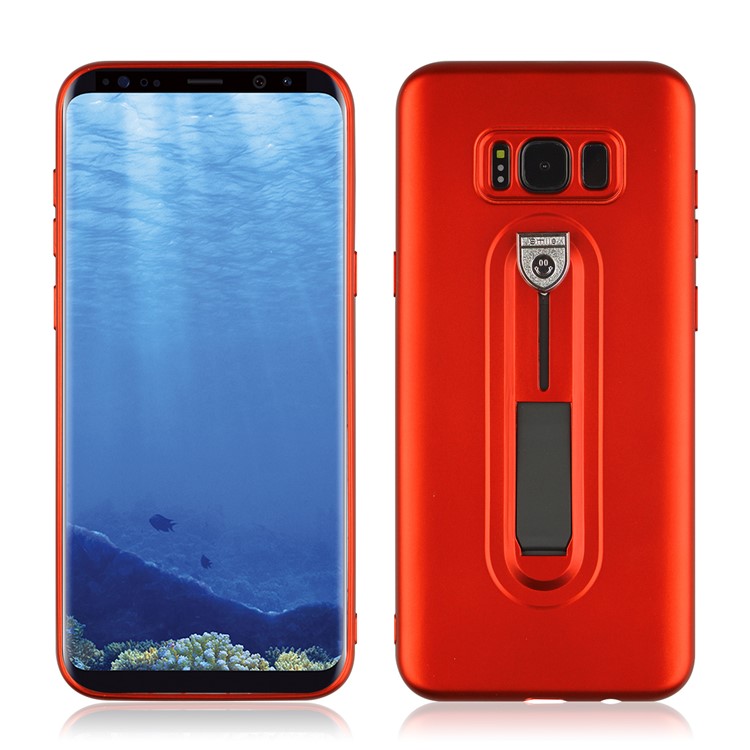 Shockproof Matte TPU Sliding Kickstand Phone Shell for Samsung Galaxy S8+ SM-G955 - Red-3