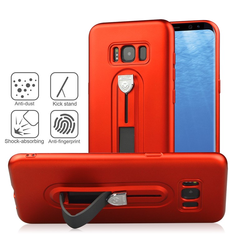 Shockproof Matte TPU Sliding Kickstand Phone Shell for Samsung Galaxy S8+ SM-G955 - Red-4