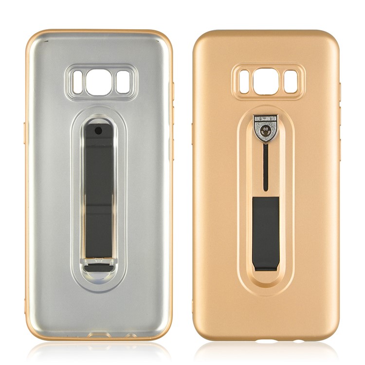Shockproof Matte TPU Sliding Kickstand Mobile Phone Case for Samsung Galaxy S8 Plus SM-G955 - Gold-2