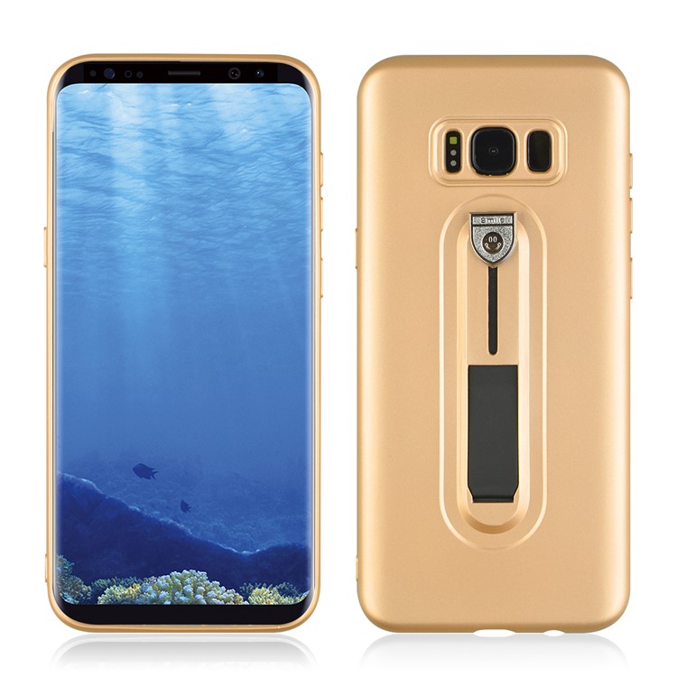 Shockproof Matte TPU Sliding Kickstand Mobile Phone Case for Samsung Galaxy S8 Plus SM-G955 - Gold-3