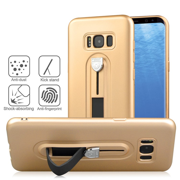 Shockproof Matte TPU Sliding Kickstand Mobile Phone Case for Samsung Galaxy S8 Plus SM-G955 - Gold-4
