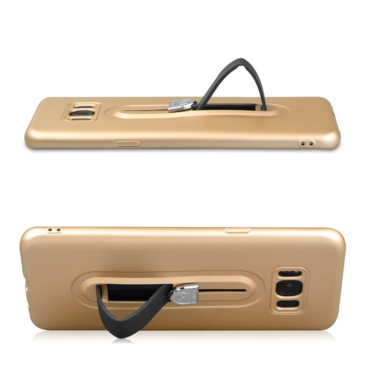 Shockproof Matte TPU Sliding Kickstand Mobile Phone Case for Samsung Galaxy S8 Plus SM-G955 - Gold-5