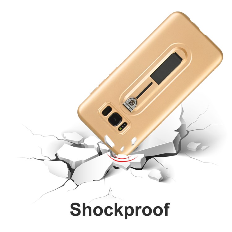 Shockproof Matte TPU Sliding Kickstand Mobile Phone Case for Samsung Galaxy S8 Plus SM-G955 - Gold-7