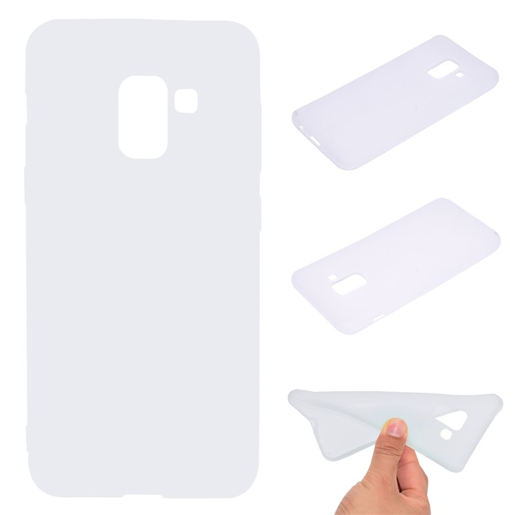 Couverture de Téléphone TPU Molle de Couleur Unie Mate Pour Samsung Galaxy A8 (2018) - Blanche