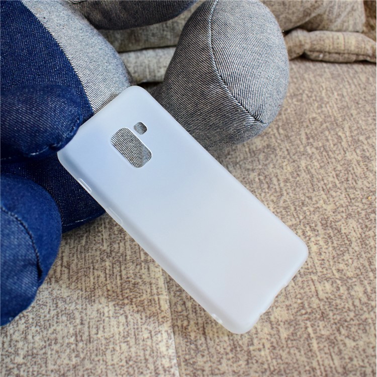 Color Sólido Matte Soft Tpu Telep Cover Para Samsung Galaxy A8 (2018) - Blanco