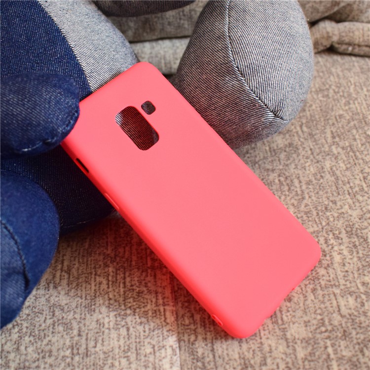 Solid Color Matte Soft TPU Phone Shell for Samsung Galaxy A8 (2018) - Red-7