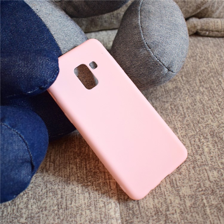 Solid Color Matte Soft TPU Cellphone Case for Samsung Galaxy A8 (2018) - Pink-7