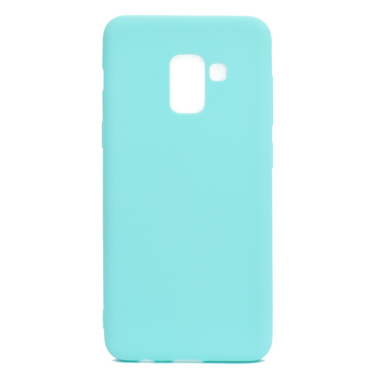 Solid Color Matte TPU Back Case Protector for Samsung Galaxy A8 (2018) - Cyan-2