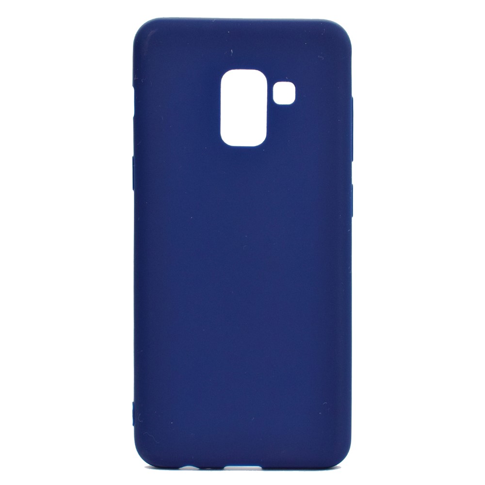 Casing Mobile TPU Morbido a Colore Matto Solido Per Samsung Galaxy A8 (2018) - Blu Scuro