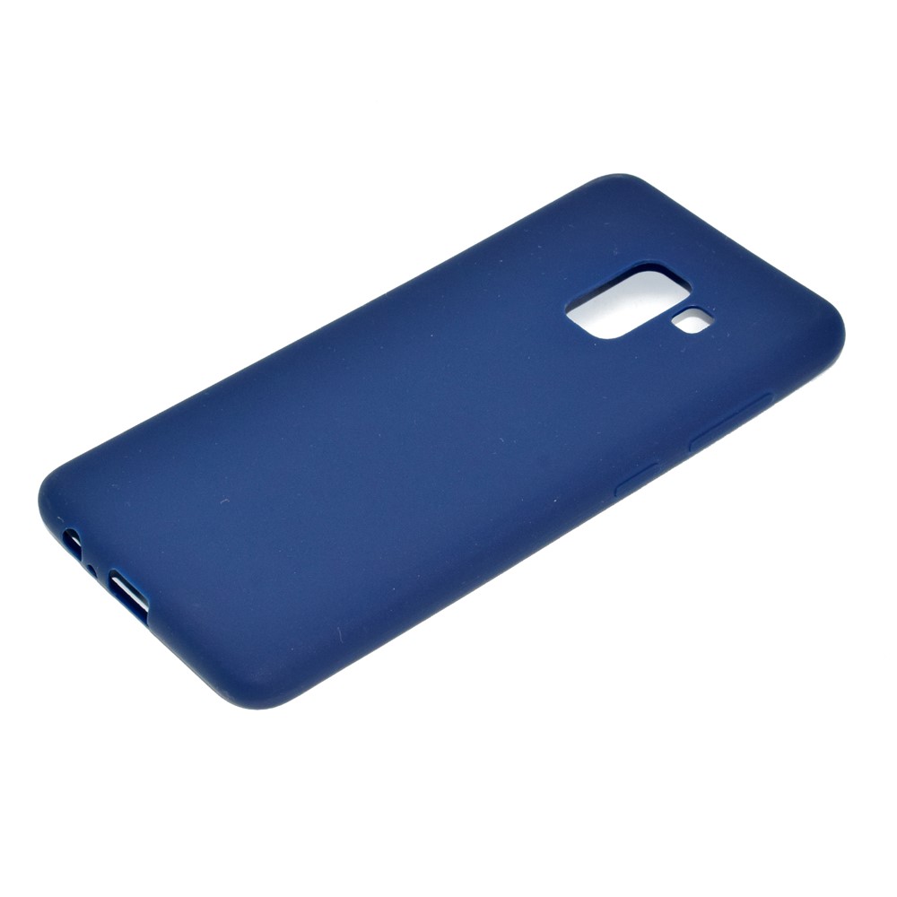 Boîtier Mobile TPU Moche Mate de Couleur Unie Pour Samsung Galaxy A8 (2018) - Bleu Foncé