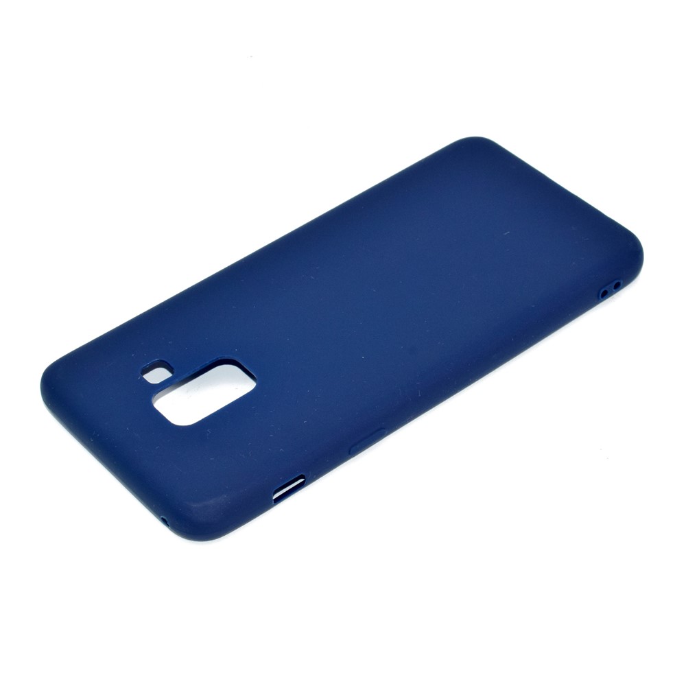 Boîtier Mobile TPU Moche Mate de Couleur Unie Pour Samsung Galaxy A8 (2018) - Bleu Foncé