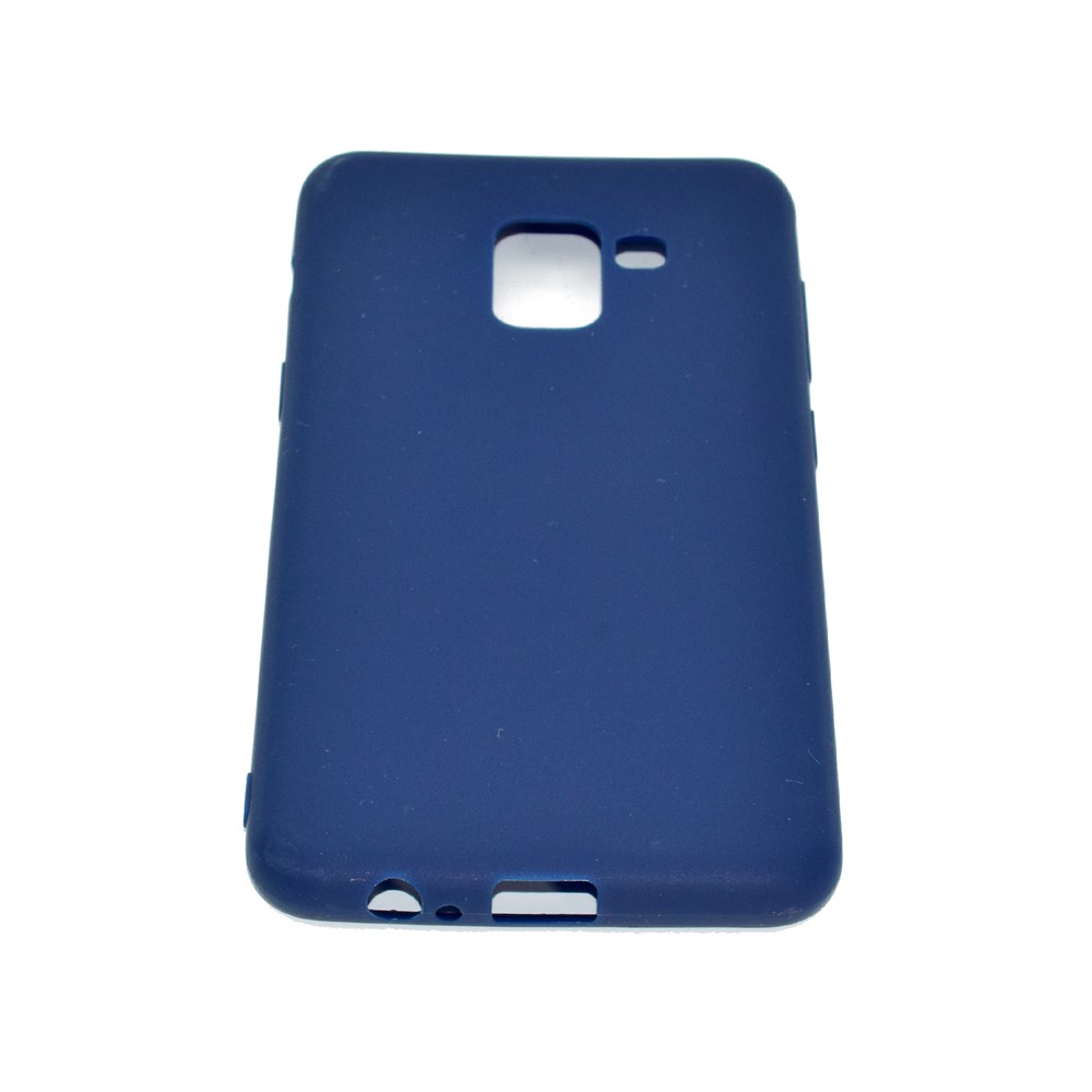 Boîtier Mobile TPU Moche Mate de Couleur Unie Pour Samsung Galaxy A8 (2018) - Bleu Foncé