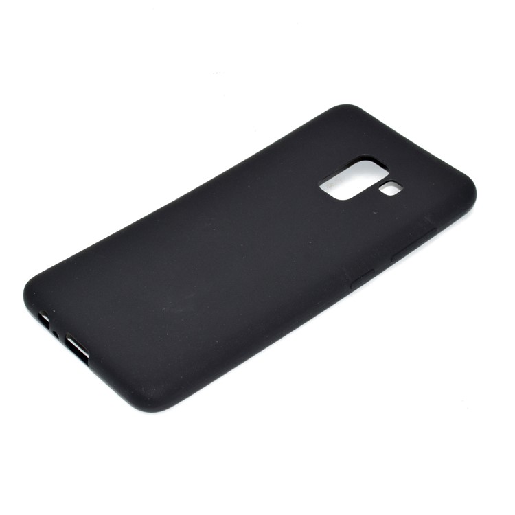For Samsung Galaxy A8+ (2018) Solid Color Frosted Soft TPU Phone Case - Black-3