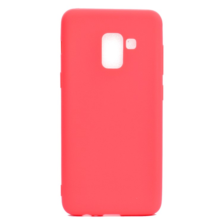 For Samsung Galaxy A8+ (2018) Solid Color Frosted Soft TPU Phone Casing - Red-2