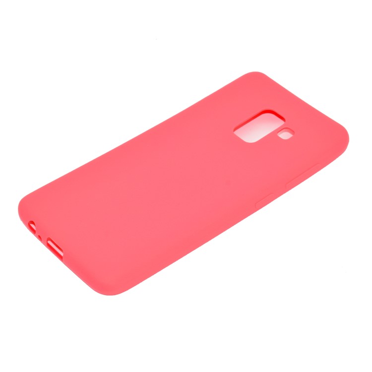For Samsung Galaxy A8+ (2018) Solid Color Frosted Soft TPU Phone Casing - Red-3