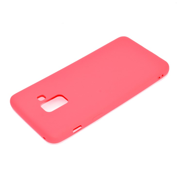 For Samsung Galaxy A8+ (2018) Solid Color Frosted Soft TPU Phone Casing - Red-4
