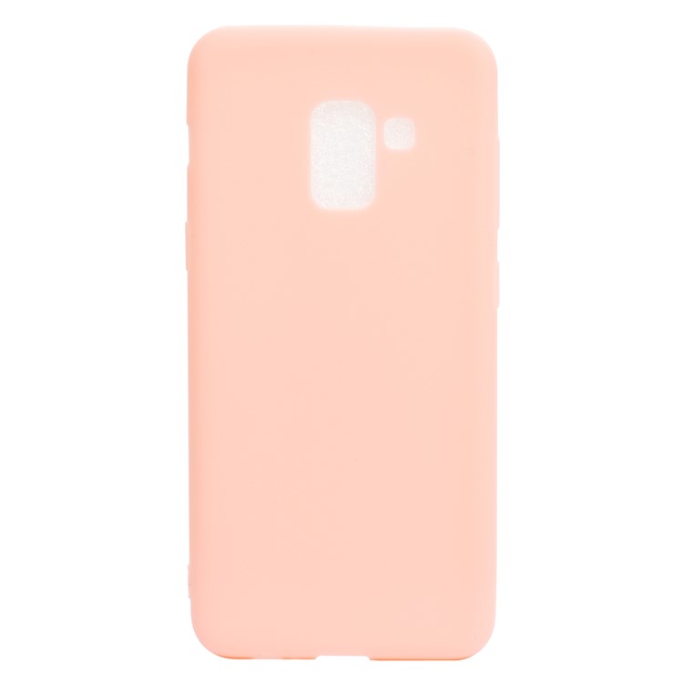 For Samsung Galaxy A8+ (2018) Solid Color Frosted Soft TPU Mobile Case - Pink-2