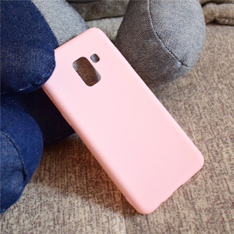 For Samsung Galaxy A8+ (2018) Solid Color Frosted Soft TPU Mobile Case - Pink-7